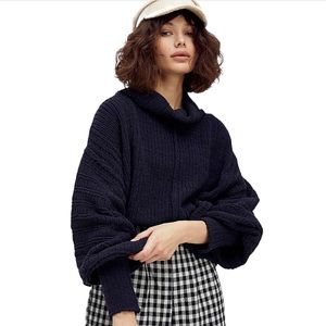 Free People Black Cowl Neck Sweater